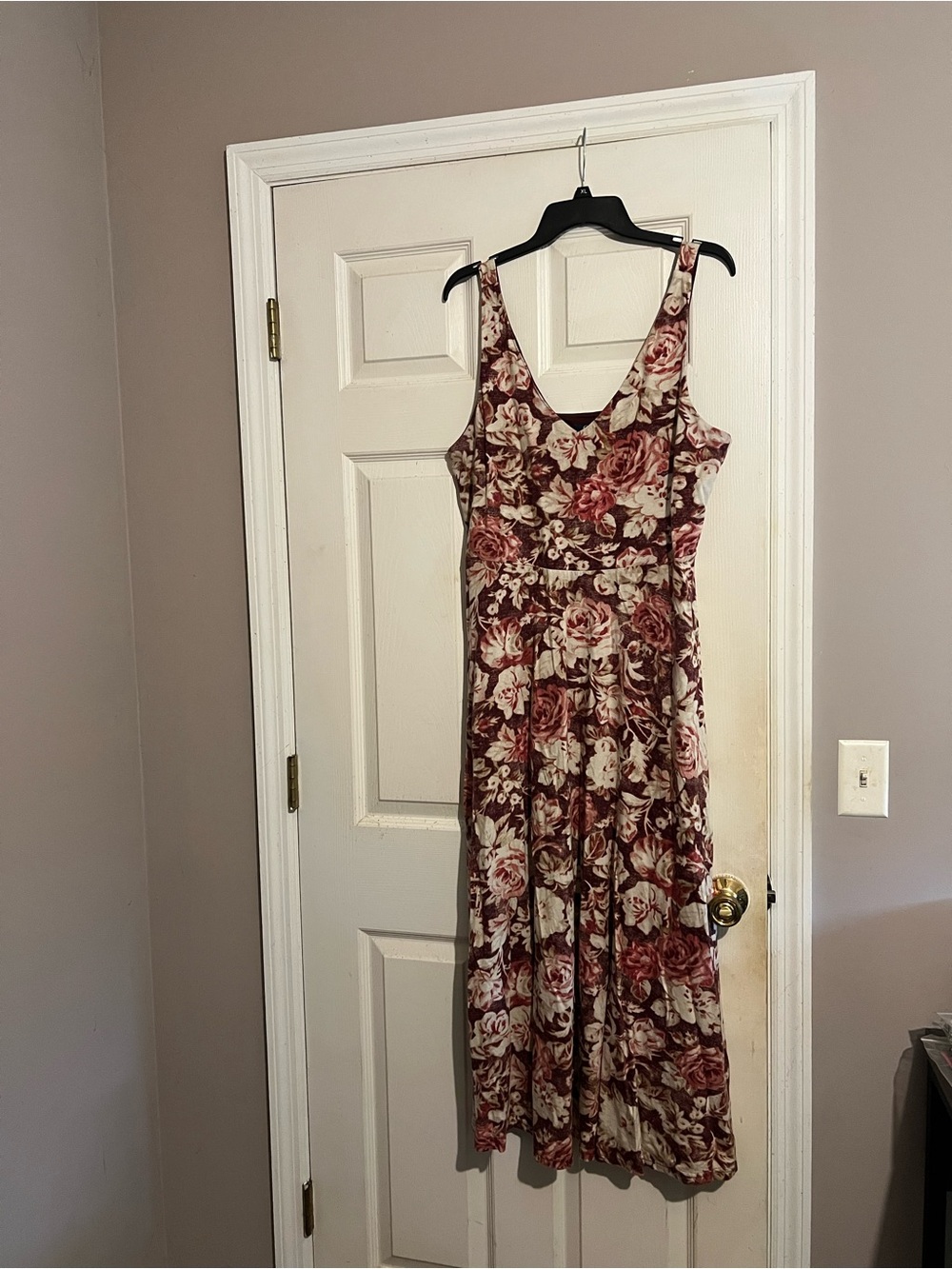 Floral V-Neck Sleeveless Maxi Dress - Burgundy Rose
